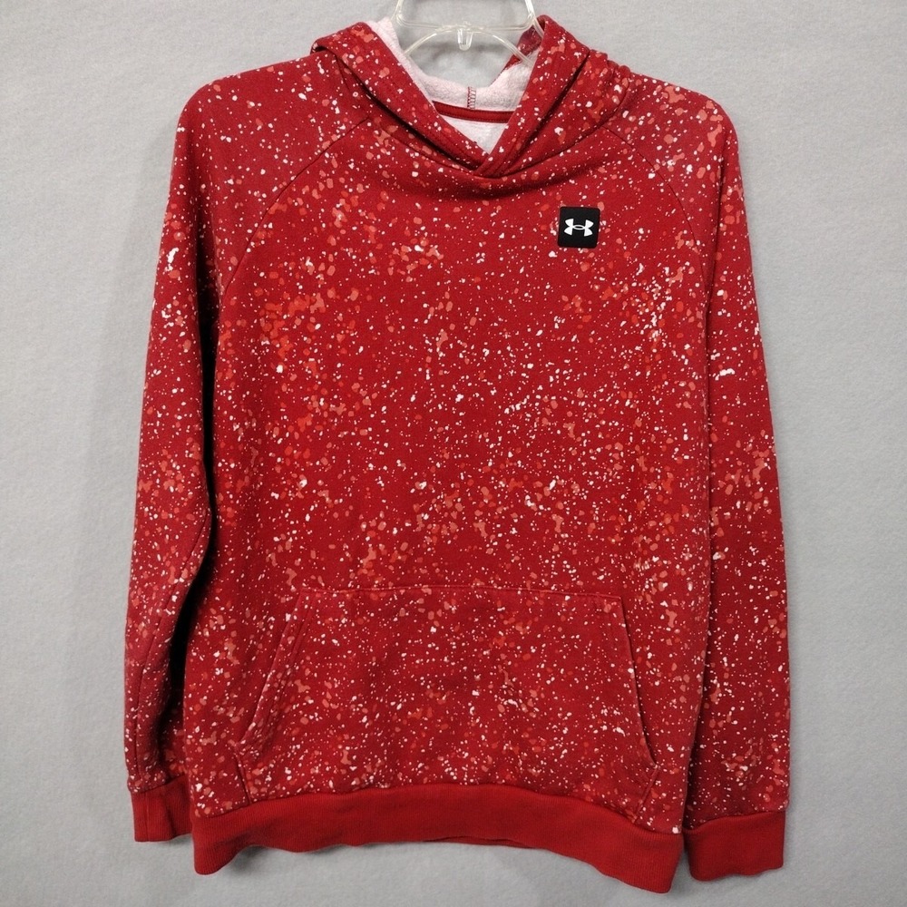 Under Armour Rival Printed Teens YXL Long Sleeve Pullover Hoodie Red Speckled